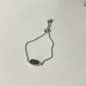 Kendra Scott Elaina Silver Adjustable Chain Bracelet in Platinum Drusy